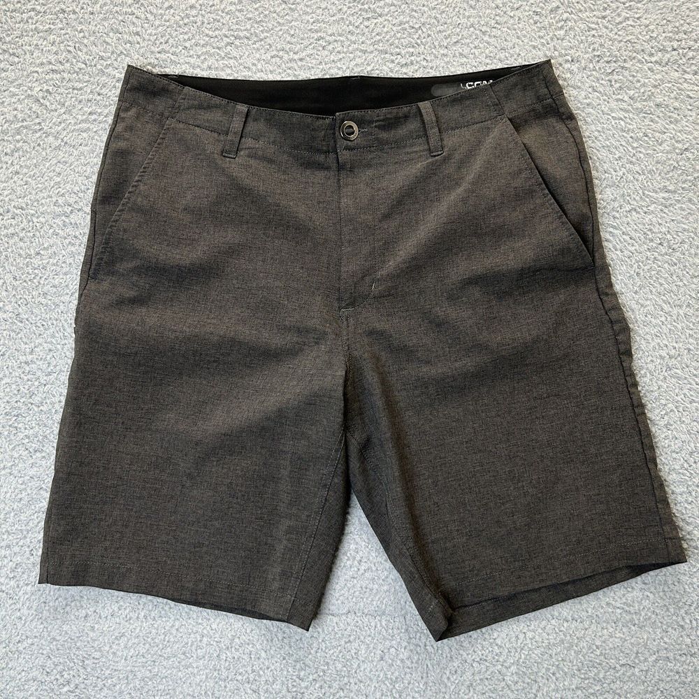 Volcom Shorts Mens 34 Gray Surf & Turf 4 Way Stretch Zip Pocket Hybrid Flat